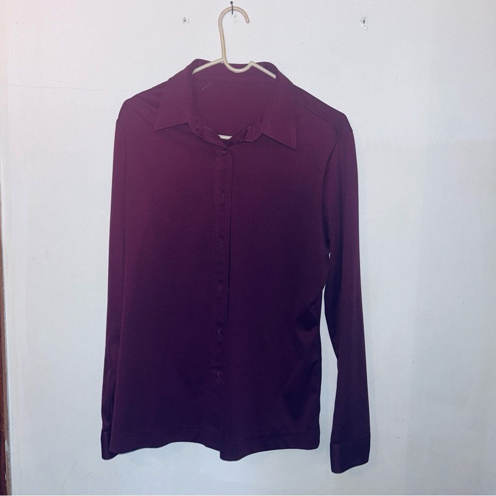 New Collard Purple Long Sleeve Button Down Shirt Womens Small